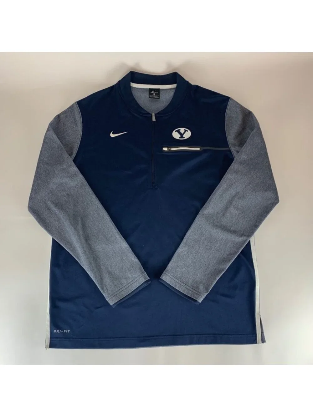 BYU Cougars NCAA Navy Blue Nike Dri Fit 1/4 Zip Pullover Mens Large